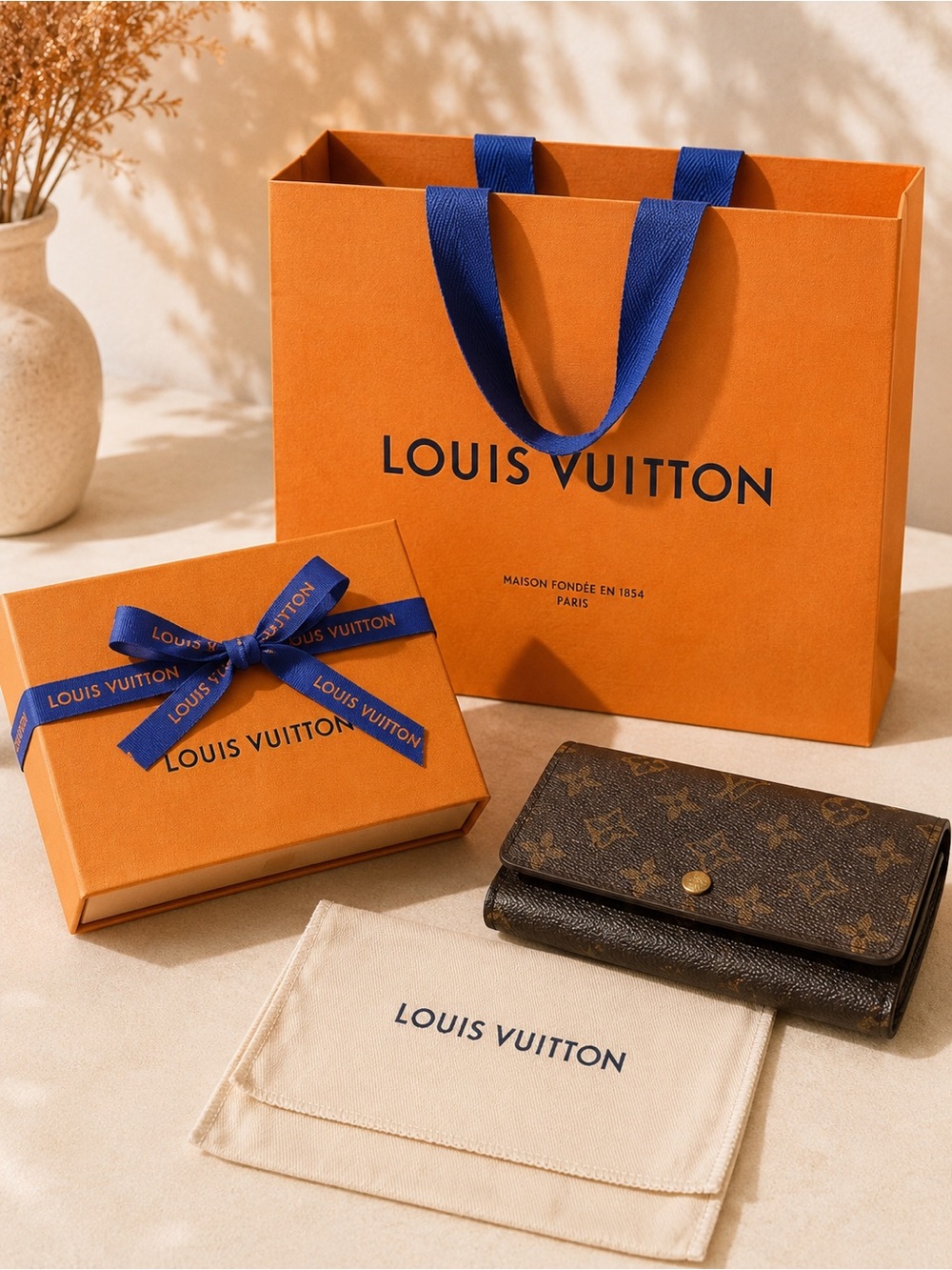 Vintage Louis Vuitton Monogram Canvas Trifold Long Wallet France